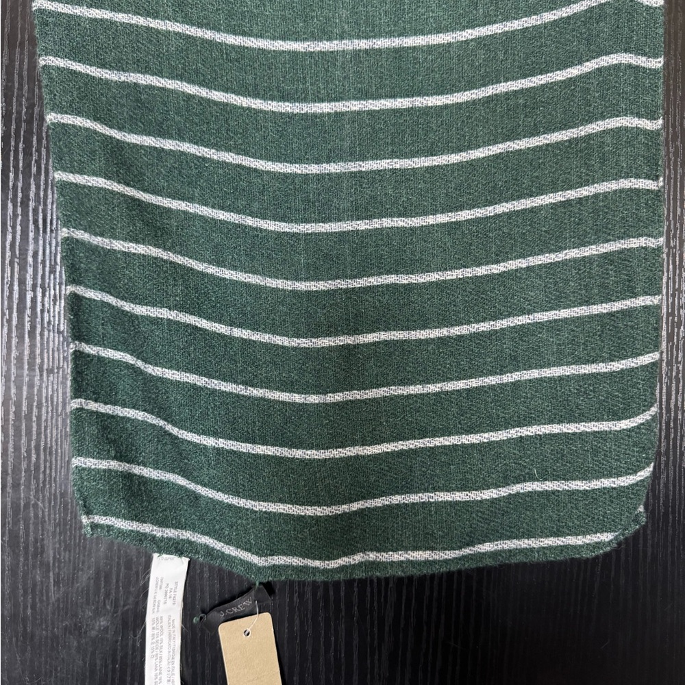 J. Crew Green and White Striped Knit pocket square